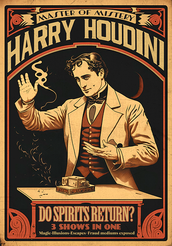 Poster vintage houdini est un célèbre magicien et escroc célèbre  - TenStickers