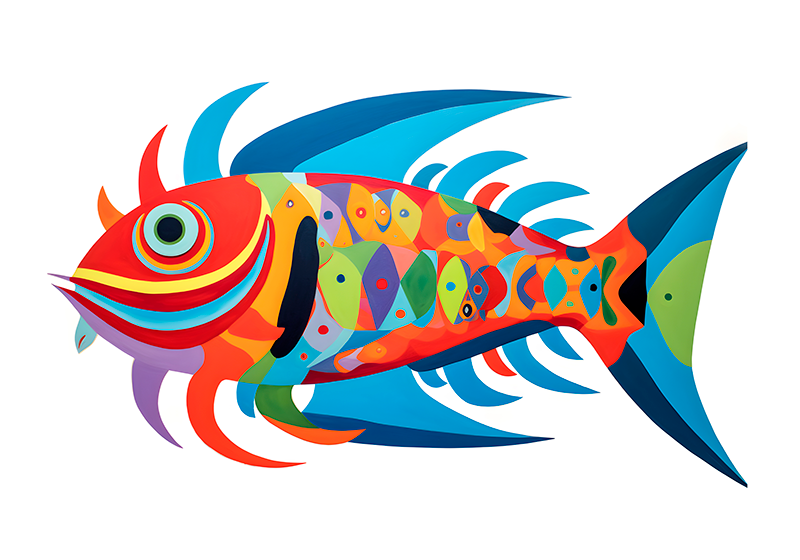 Poster art poisson multicolore - TenStickers