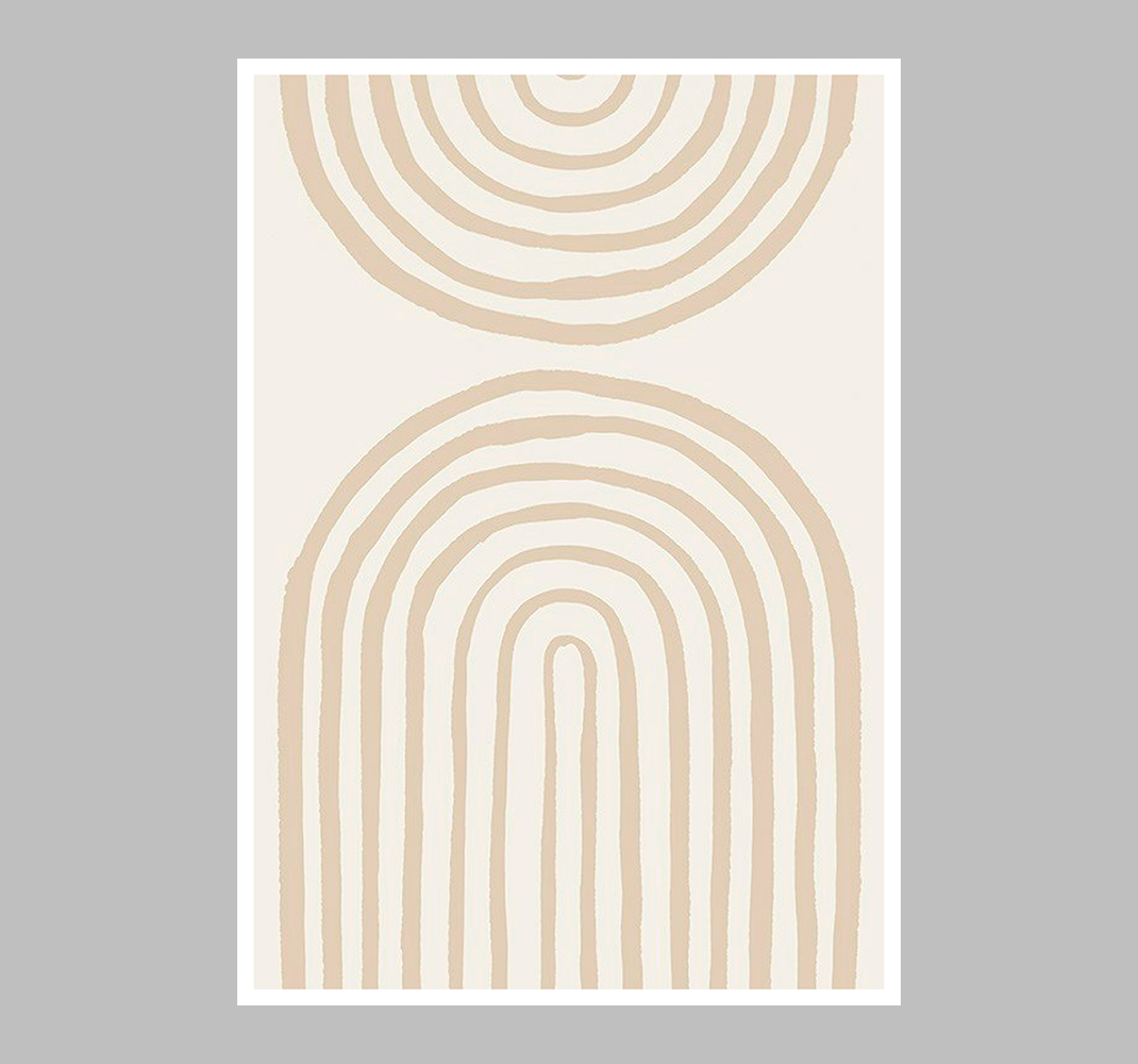 Poster abstrait lignes douces en beige - TenStickers