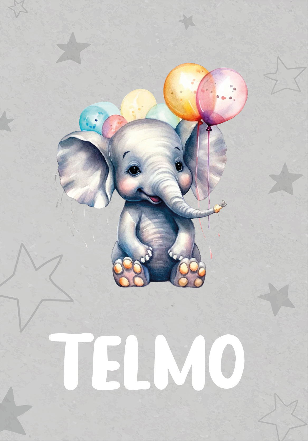 Poster animaux bébé éléphant avec des ballons - TenStickers