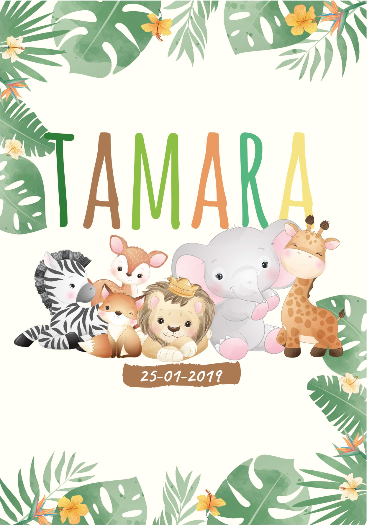 Poster chambre enfant animaux de la jungle personnalisés - TenStickers