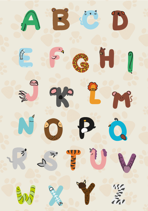 Poster chambre enfant un alphabet animalier - TenStickers