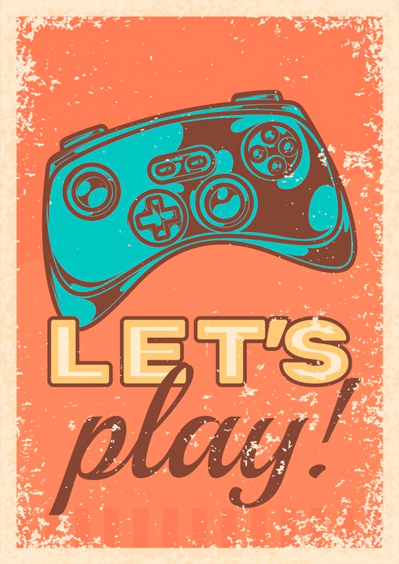 Poster jeux vidéo let's play au style rétro - TenStickers