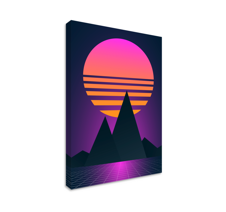Tableau vintage coucher de soleil synthwave - TenStickers