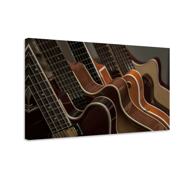 Tableau musique collection de guitares en gros plan - TenStickers
