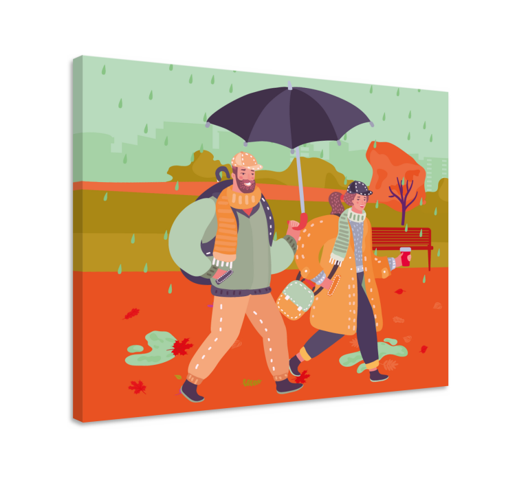 Tableau personnage couple marchant ensemble - TenStickers
