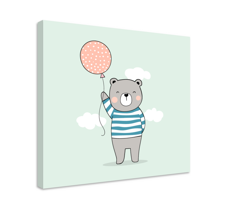 Tableau ours en peluche qui tient un ballon - TenStickers