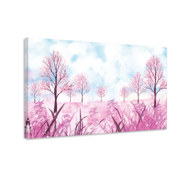 Tableau fleurs et plantes paysage de fleurs roses - TenStickers