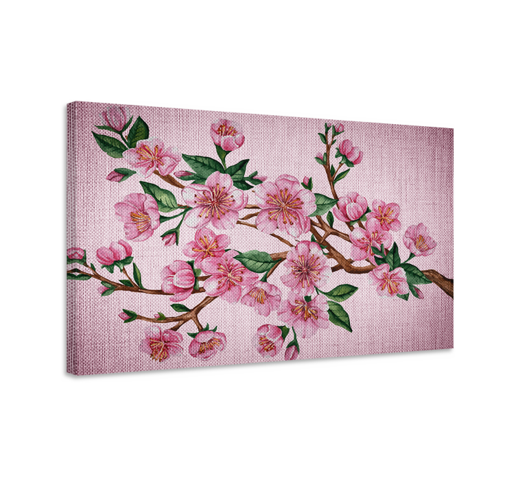Tableau arbre de vie Branche couverte de fleurs roses - TenStickers