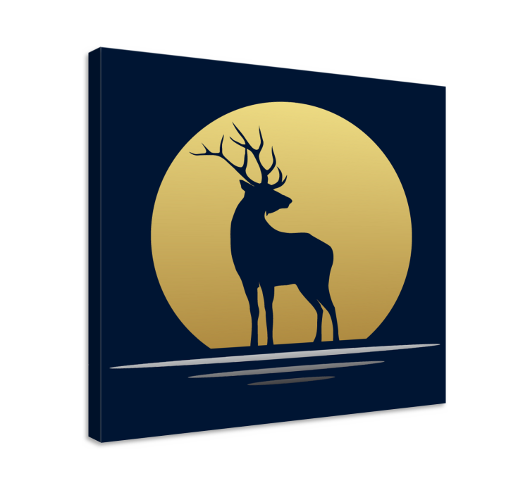 Tableau cerfs silhouette de cerf et lune - TenStickers