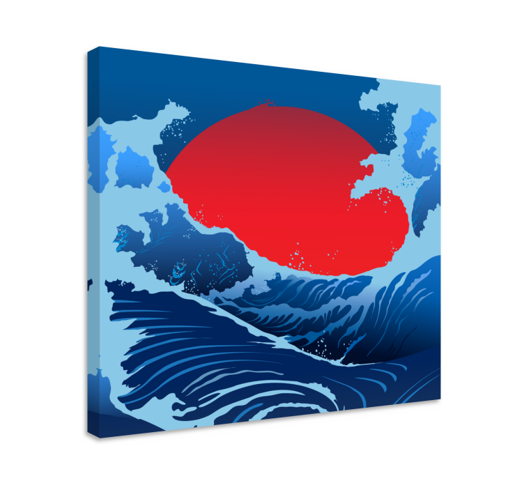 Tableau paysages vagues de soleil rouge - TenStickers