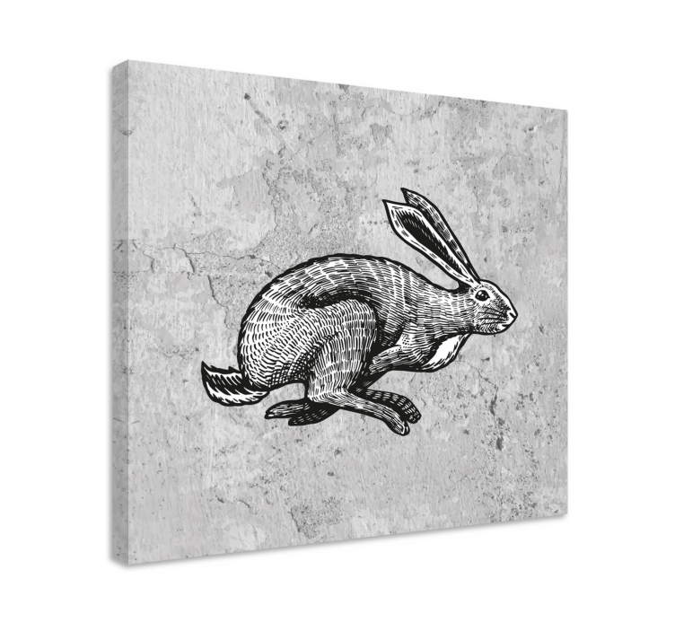Tableau enfant Lapin gris qui court - TenStickers