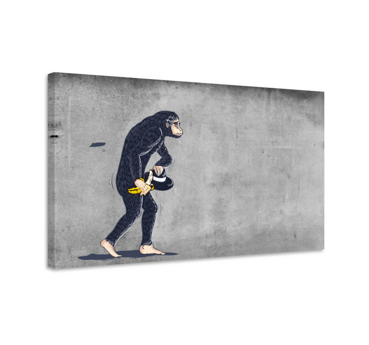 Tableau animaux singe joueur transportant des bananes - TenStickers