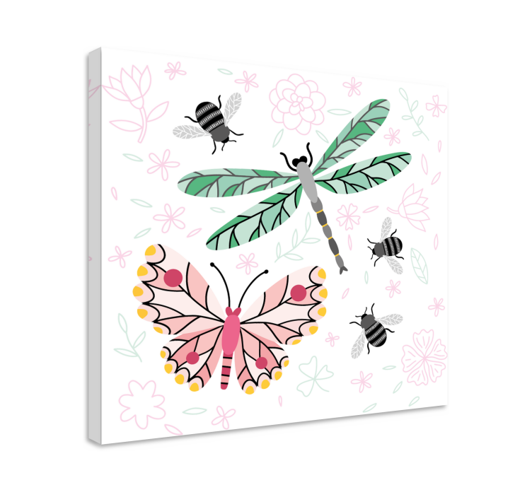 Tableau papillons insectes et fleurs - TenStickers