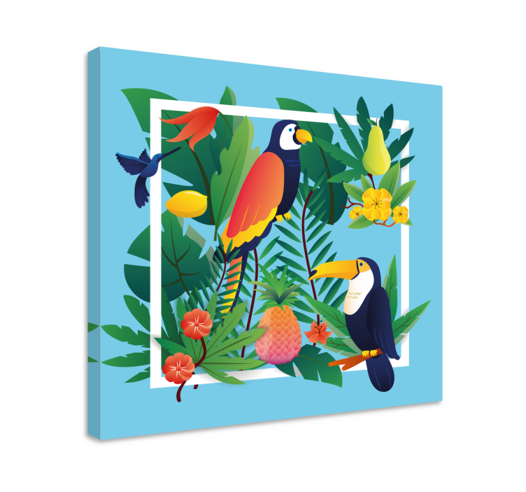 Tableau animaux rencontre de perroquets tropicaux - TenStickers