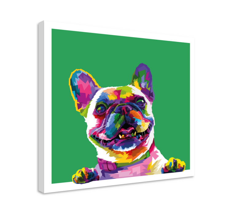 Tableau chien Arc en ciel de bouledogue français - TenStickers