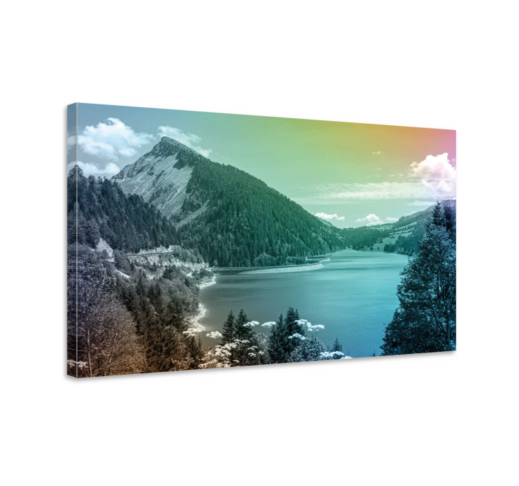 Tableau paysages vue sur lac montagneux - TenStickers