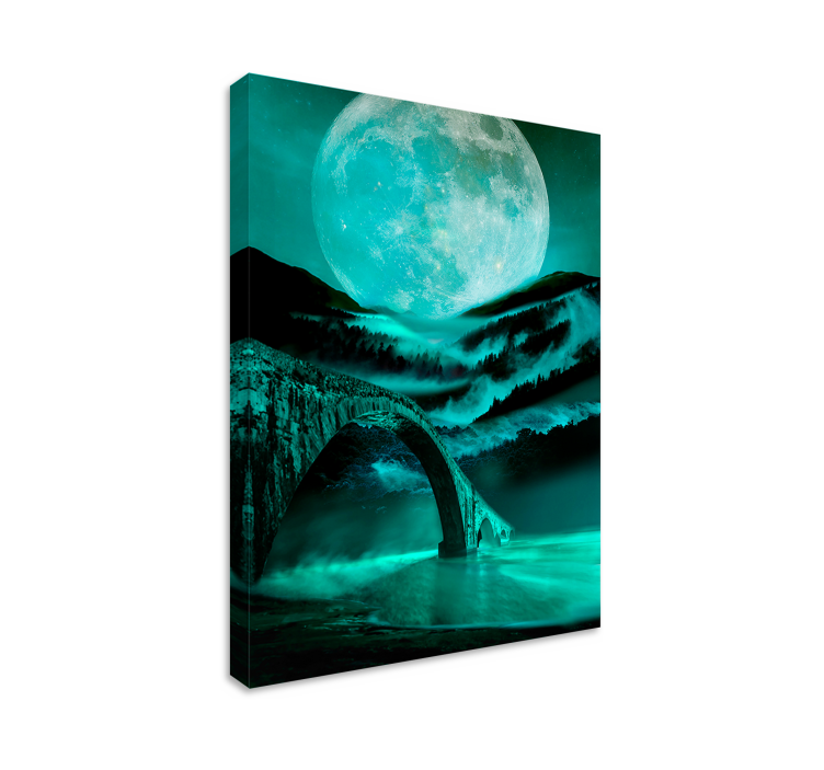 Tableau paysages pont au clair de lune - TenStickers