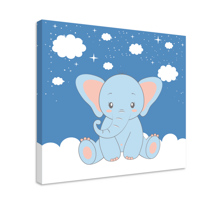 Tableau éléphant bleu mignon style dessin animé - TenStickers