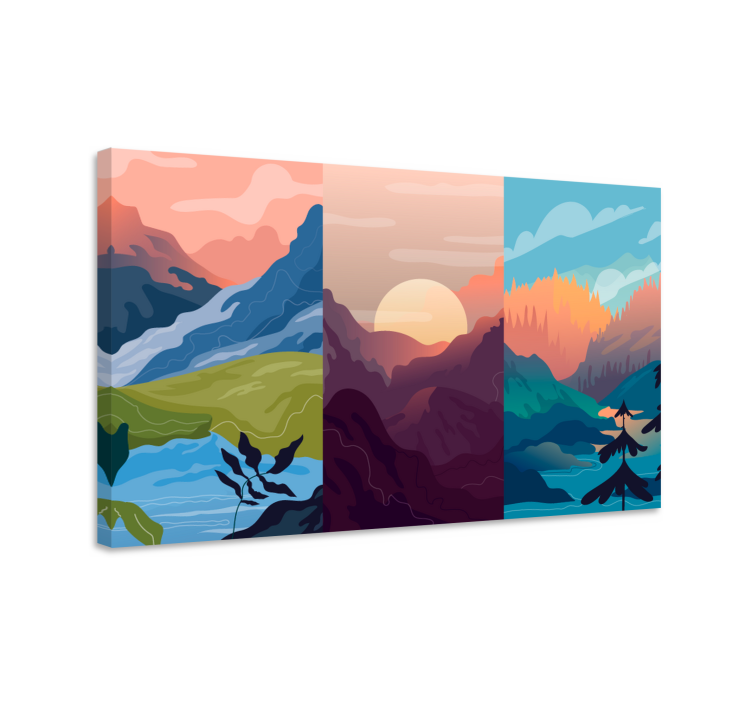 Tableau paysages scène de lever de soleil en montagne - TenStickers