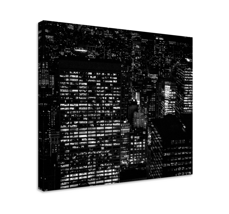 Tableau villes et pays skyline de nuit - TenStickers