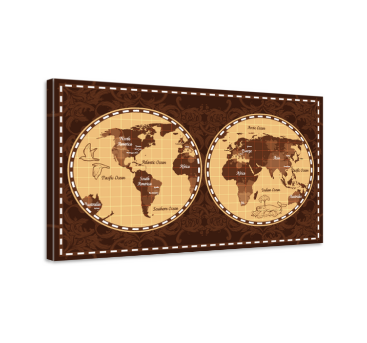 Tableau carte du monde atlas mondial rétro - TenStickers