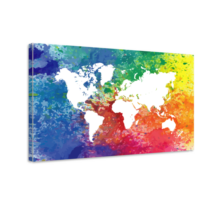 Tableau carte du monde carte abstraite colorée - TenStickers