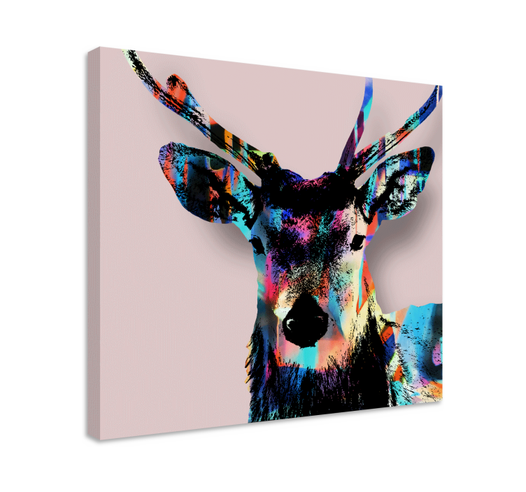 Tableau cerfs tête de cerf colorée - TenStickers