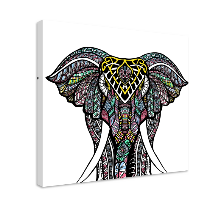 Tableau éléphant éléphant ethnique multicolore - TenStickers
