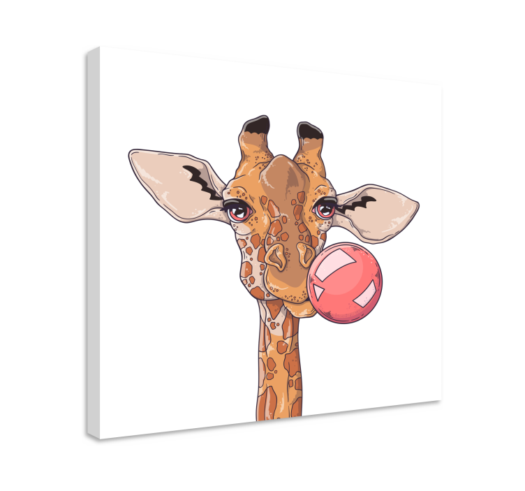 Tableau animal Girafe avec du chewing-gum - TenStickers