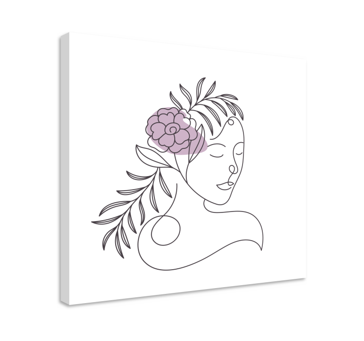 Tableau fleurs Dessiné de visage de femme avec des fleurs - TenStickers