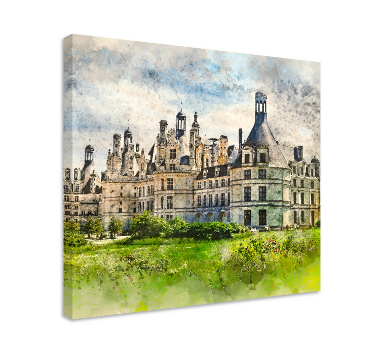 Tableau villes et pays vue sur château architectural - TenStickers