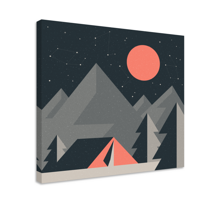 Tableau paysages scène de camping en montagne - TenStickers