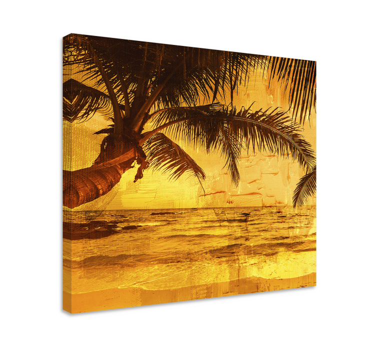 Tableau paysages scène de palmier au coucher du soleil - TenStickers