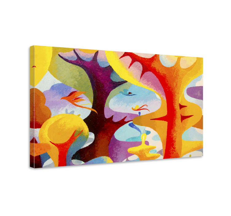 Tableau abstrait formes organiques colorées - TenStickers