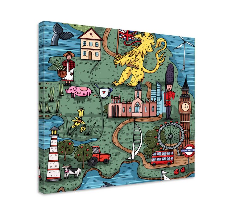 Tableau villes et pays carte de l'angleterre - TenStickers