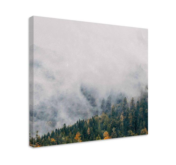 Tableau arbres paysage forestier brumeux - TenStickers