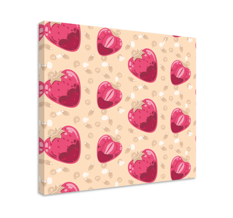 Tableau fruits motif cœurs fraises - TenStickers