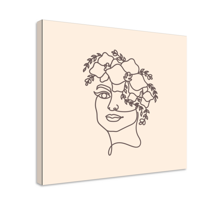 Tableau fleurs Silhouette femme mignonne minimaliste - TenStickers