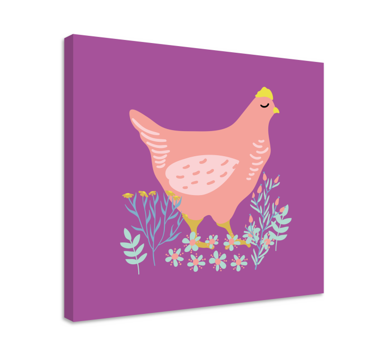 Tableau animaux charmante poule rose - TenStickers