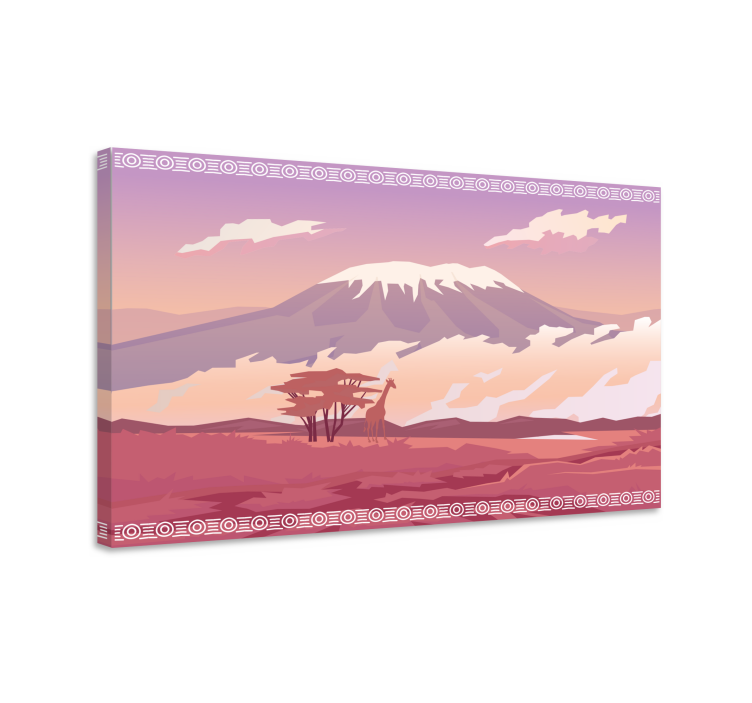 Tableau paysages vue de montagne avec girafes - TenStickers
