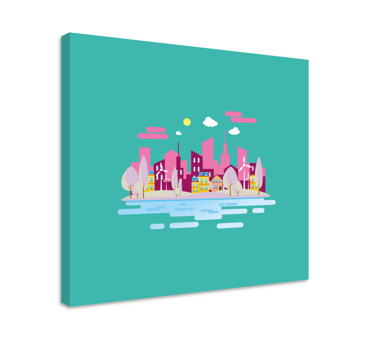 Tableau villes et pays paysage urbain vibrant - TenStickers