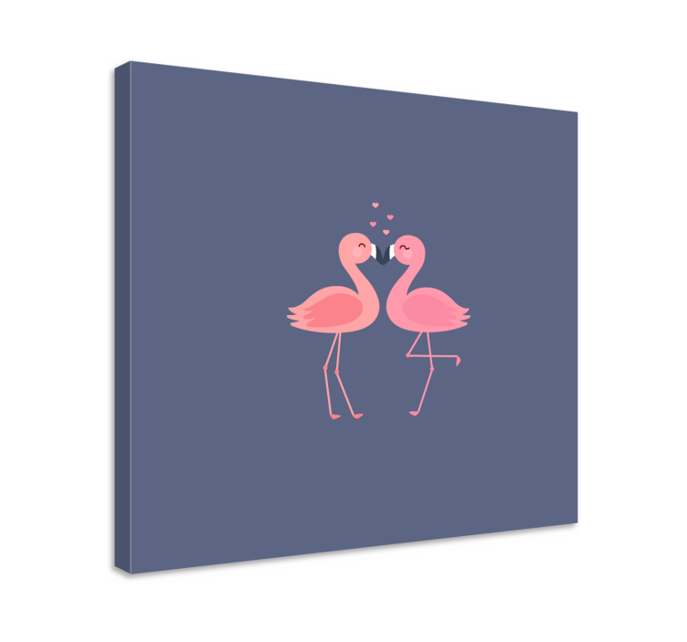 Tableau entrée Flamants roses formant un coeur - TenStickers
