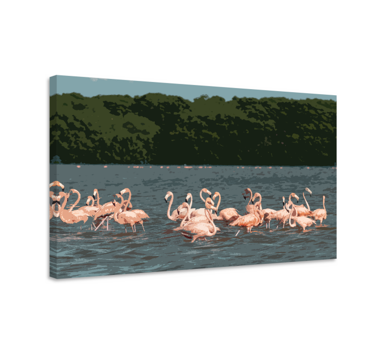Tableau oiseaux en formation de flamants roses - TenStickers