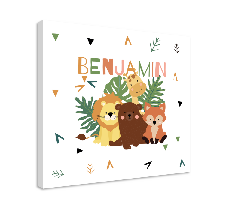 Tableau animal Animaux sauvages mignons avec des feuilles - TenStickers