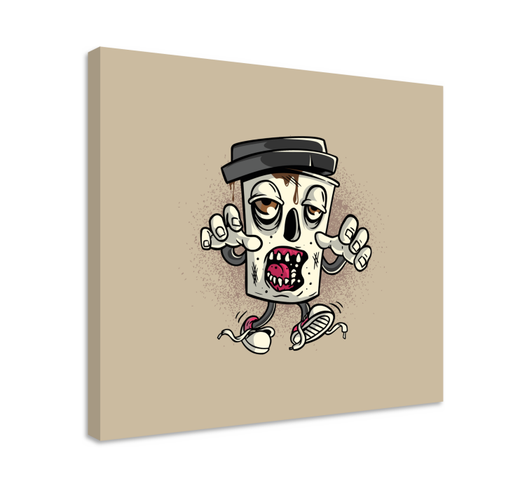 Tableau moderne Personnage de graffiti zombie café - TenStickers
