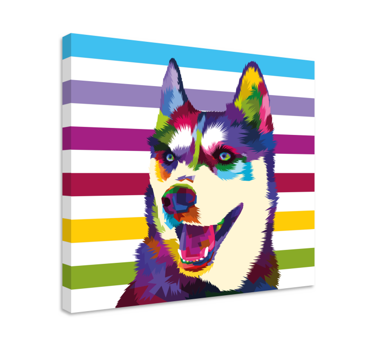 Tableau chiens portrait coloré de husky - TenStickers