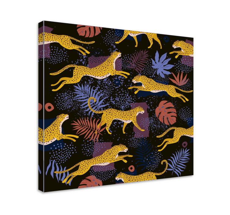 Tableau chiens chiens jaunes sautants - TenStickers