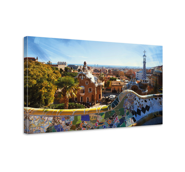 Tableau 3d Barcelone vue depuis le parc guell - TenStickers