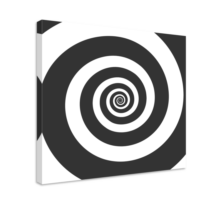 Tableau moderne Spirale rétro hypnotique noir et blanc - TenStickers